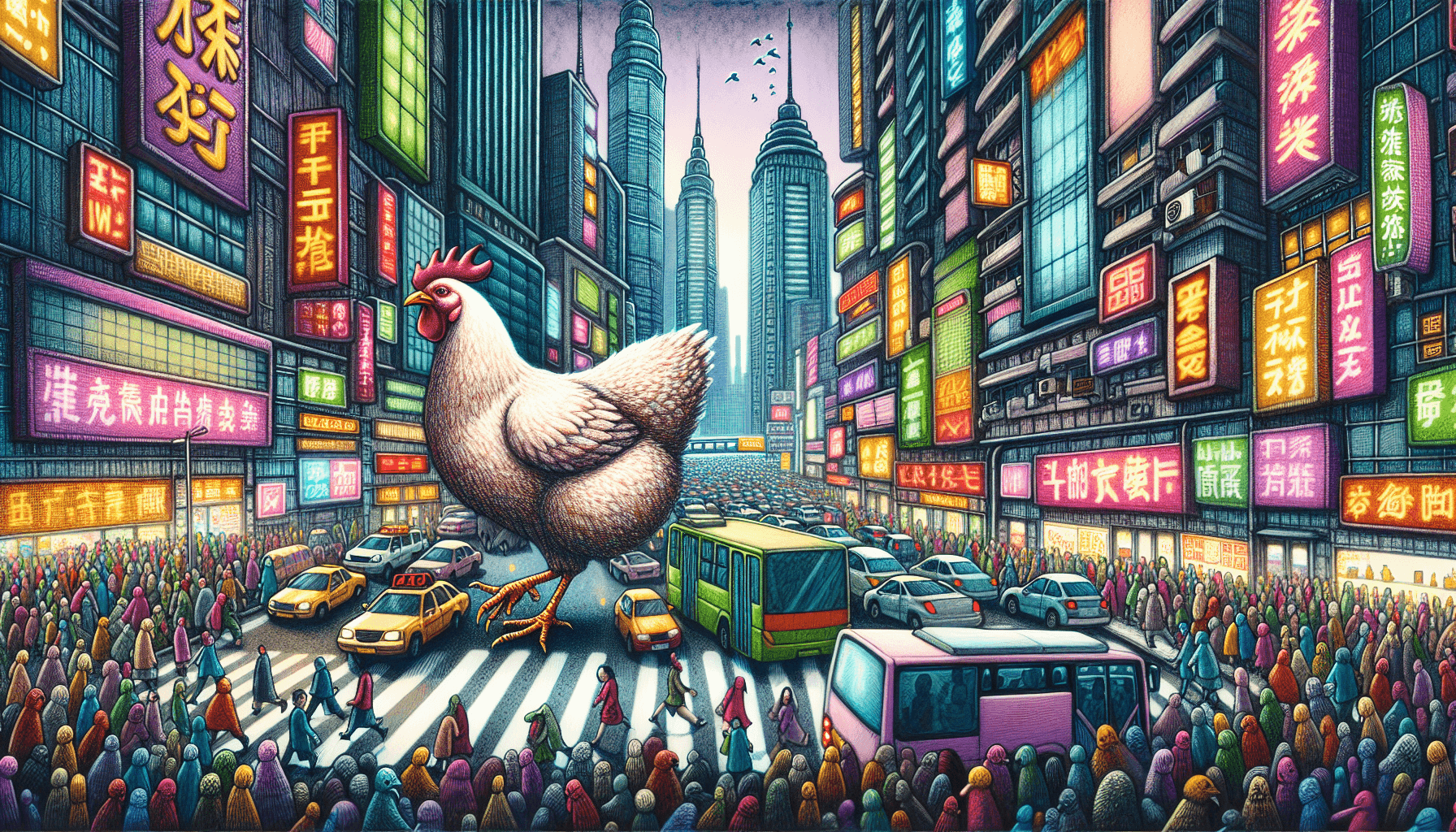 Chicken in a city street